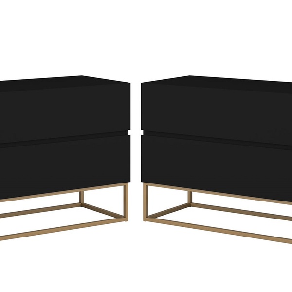 2 Mesas De Cabeceira Estilo Industrial Puxador Em Cava Centra