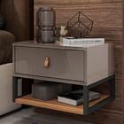 2 Mesas De Cabeceira Suspensa Hampton Cinza E Noce