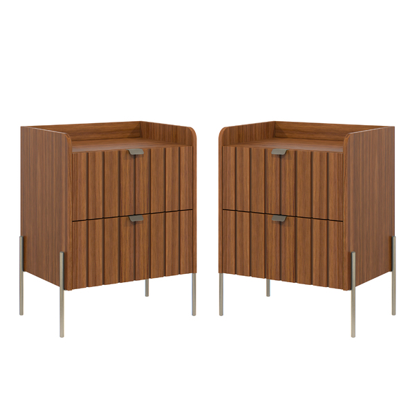 2 Mesas De Cabeceira Vênus Mdf 45cm Cinamomo/champagne