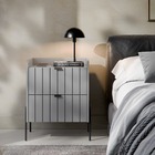 2 Mesas De Cabeceira Vênus Mdf 45cm Cinza/preto