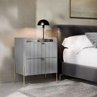 2 Mesas De Cabeceira Vênus Mdf 45cm Cinza/preto