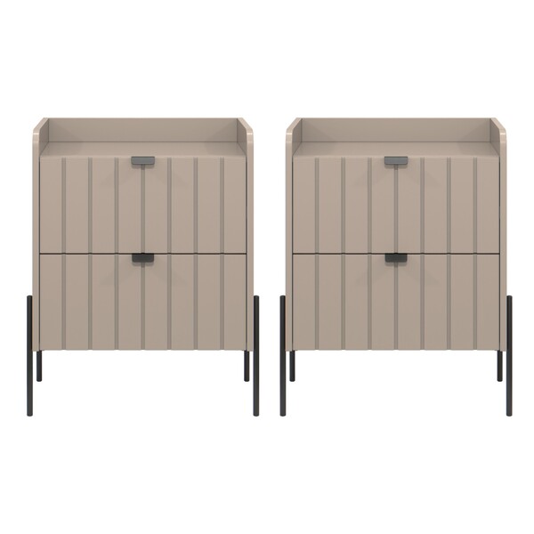 2 Mesas De Cabeceira Vênus Mdf 45cm Connect/preto