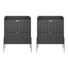 2 Mesas De Cabeceira Vênus Mdf 45cm Grafite/champagne