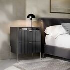 2 Mesas De Cabeceira Vênus Mdf 45cm Grafite/champagne