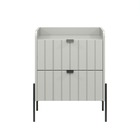 2 Mesas De Cabeceira Vênus Mdf 45cm Offwhite/preto