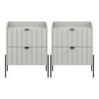 2 Mesas De Cabeceira Vênus Mdf 45cm Offwhite/preto