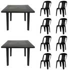 2 Mesas Quadradas Desmontáveis De Plástico 90cm Preta + 8 Cad