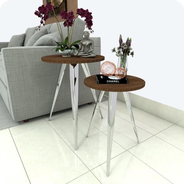 2 Mesinhas Lateral De Canto Para Sala E Quarto Redonda C.m