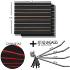 2 Paineis Canaletado Preto - 0,91 X 0,91 + 100 Gancho 15cm +