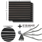 2 Paineis Canaletado Preto - 0,91 X 0,91 + 100 Gancho 20cm +