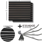 2 Paineis Canaletado Preto - 0,91 X 0,91 + 50 Gancho 15cm + C