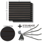 2 Paineis Canaletado Preto - 0,91 X 0,91 + 50 Gancho 25cm + C