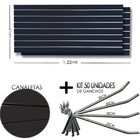 2 Paineis Canaletado Pretos - 1,22 X 0,61 + 50 Ganchos 20cm +