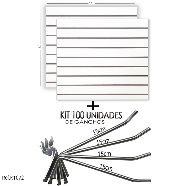 2 Paineis Canaletados - 0,91 X 0,91 + 100 Gancho 15cm