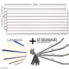 2 Paineis Canaletados - 2,44 X 1,22 + 100 Ganchos 20cm + Cana