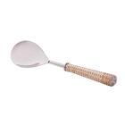 2 Peças Para Salada Wolff Cabo De Rattan Prata De Aço Inox