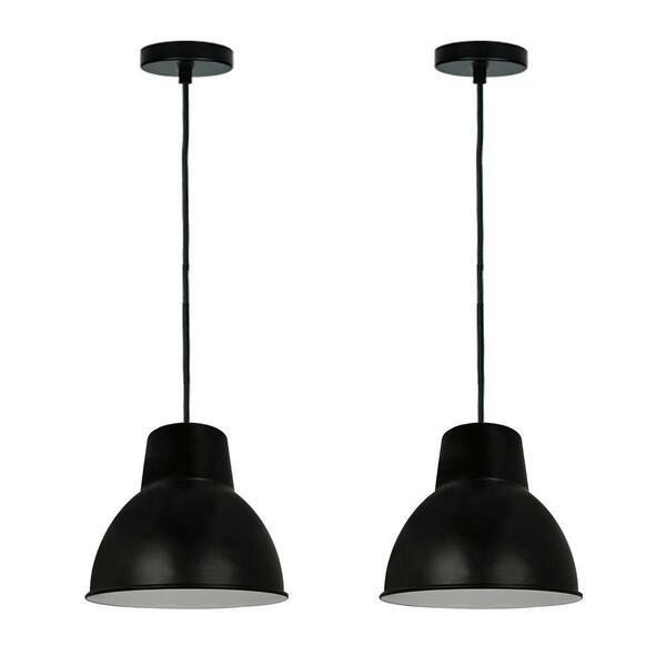 2 Pendente Metal Preto Estilo Industrial Para Mesa De Jantar