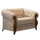 2 Poltronas Com Molas Aspirais E Madeira Nobre Linho Bege Adh