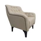 2 Poltronas Decorativas Com Tachas E Pés De Madeira Linho Beg