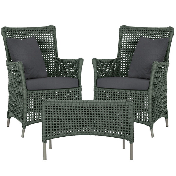 2 Poltronas E 1 Mesa Igapó Em Alumínio Pintura Fendi Corda Ná