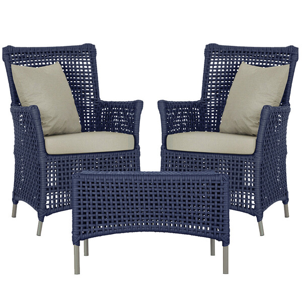 2 Poltronas E 1 Mesa Igapó Em Alumínio Pintura Fendi Corda Ná