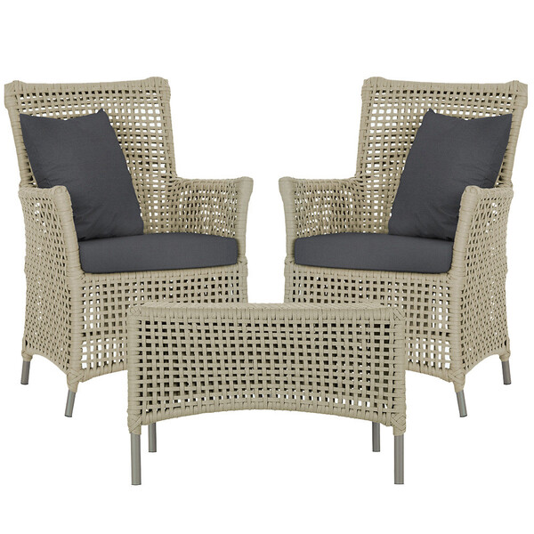 2 Poltronas E 1 Mesa Igapó Em Alumínio Pintura Fendi Corda Ná