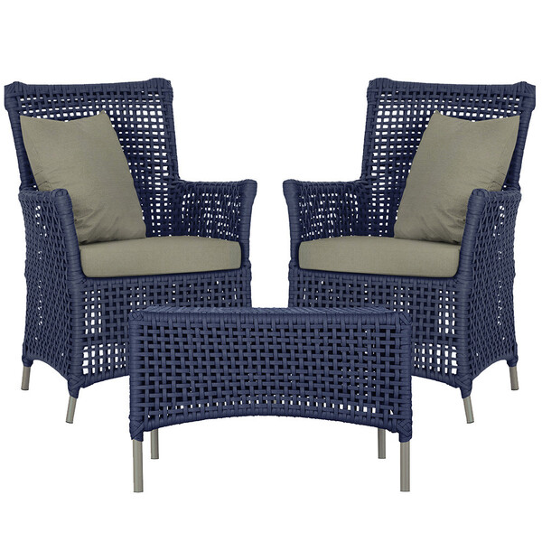 2 Poltronas E 1 Mesa Igapó Em Alumínio Pintura Fendi Corda Ná