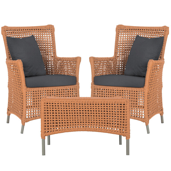 2 Poltronas E 1 Mesa Igapó Em Alumínio Pintura Fendi Corda Ná