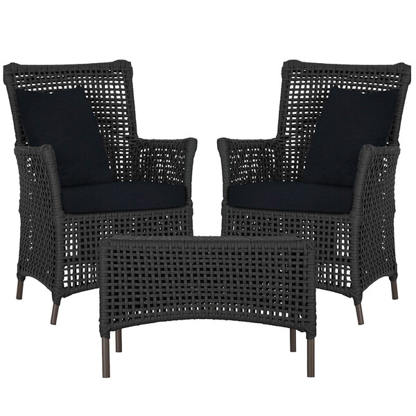 2 Poltronas E 1 Mesa Igapó Em Alumínio Pintura Marrom Corda N