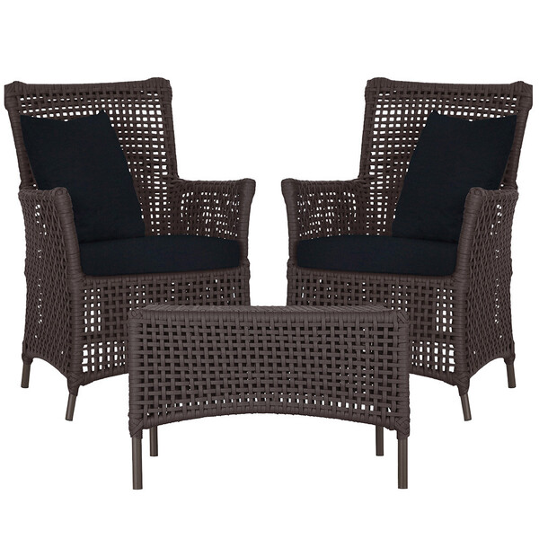 2 Poltronas E 1 Mesa Igapó Em Alumínio Pintura Marrom Corda N