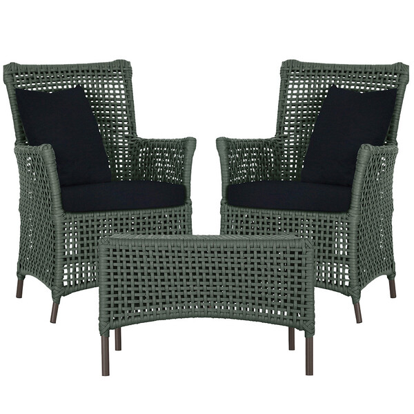 2 Poltronas E 1 Mesa Igapó Em Alumínio Pintura Marrom Corda N