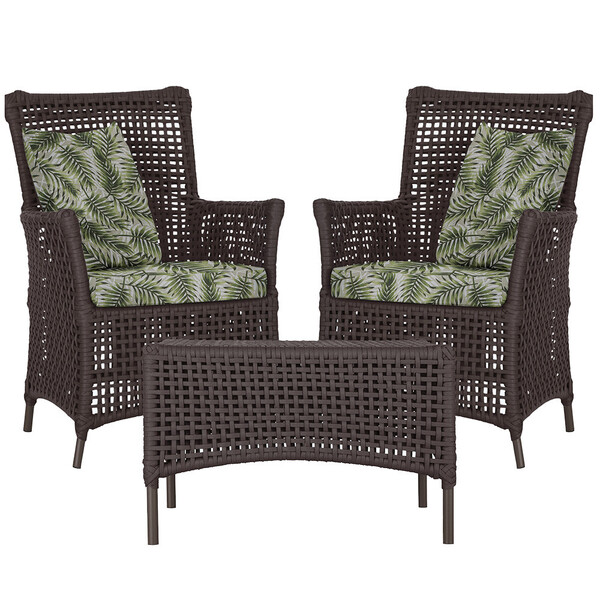 2 Poltronas E 1 Mesa Igapó Em Alumínio Pintura Marrom Corda N