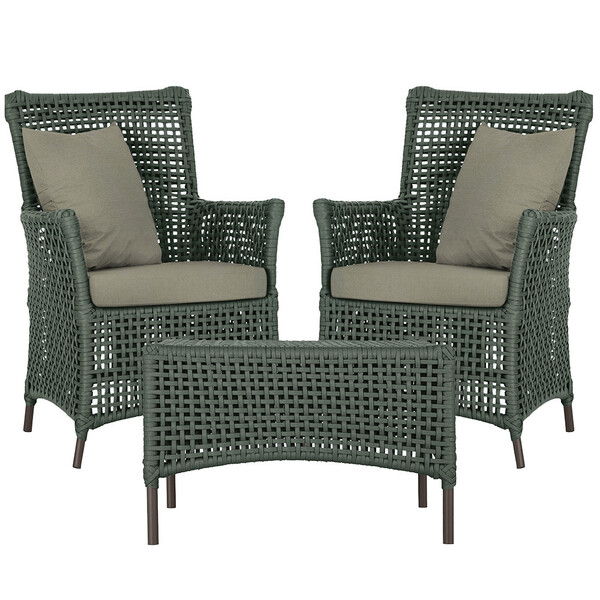 2 Poltronas E 1 Mesa Igapó Em Alumínio Pintura Marrom Corda N