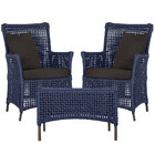 2 Poltronas E 1 Mesa Igapó Em Alumínio Pintura Marrom Corda N