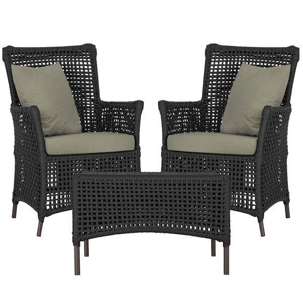 2 Poltronas E 1 Mesa Igapó Em Alumínio Pintura Marrom Corda N