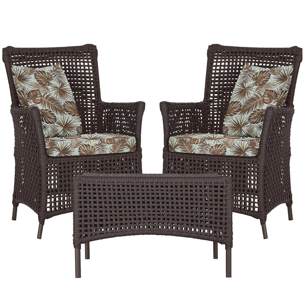 2 Poltronas E 1 Mesa Igapó Em Alumínio Pintura Marrom Corda N