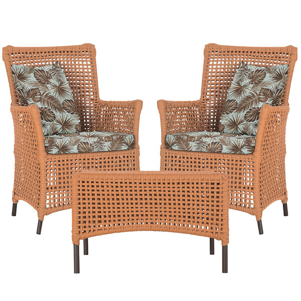 2 Poltronas E 1 Mesa Igapó Em Alumínio Pintura Marrom Corda N