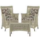 2 Poltronas E 1 Mesa Igapó Em Alumínio Pintura Marrom Corda N