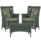 2 Poltronas E 1 Mesa Igapó Em Alumínio Pintura Marrom Corda N