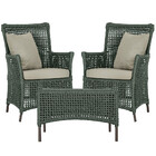 2 Poltronas E 1 Mesa Igapó Em Alumínio Pintura Marrom Corda N