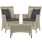 2 Poltronas E 1 Mesa Igapó Em Alumínio Pintura Marrom Corda N