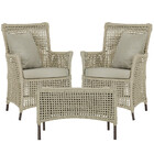 2 Poltronas E 1 Mesa Igapó Em Alumínio Pintura Marrom Corda N