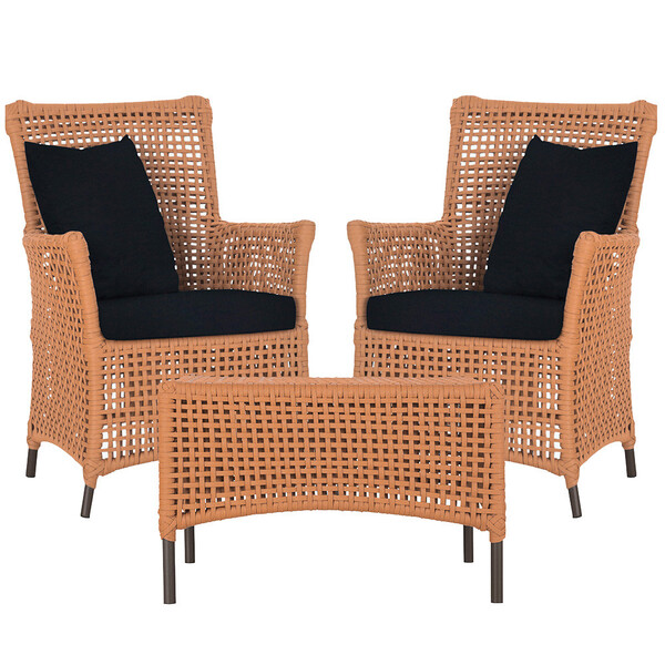 2 Poltronas E 1 Mesa Igapó Em Alumínio Pintura Marrom Corda N