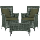 2 Poltronas E 1 Mesa Igapó Em Alumínio Pintura Preta Corda Ná