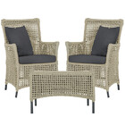 2 Poltronas E 1 Mesa Igapó Em Alumínio Pintura Preta Corda Ná