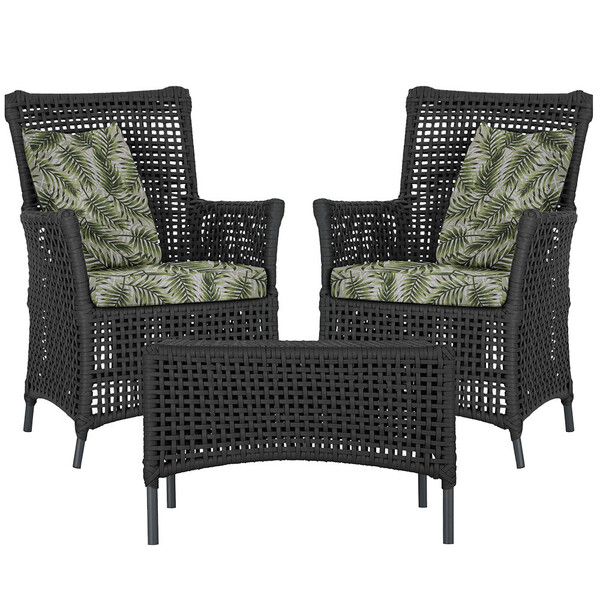 2 Poltronas E 1 Mesa Igapó Em Alumínio Pintura Preta Corda Ná