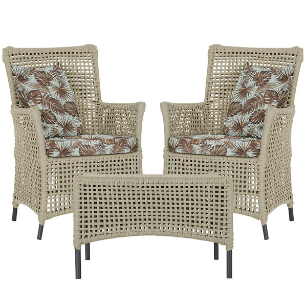 2 Poltronas E 1 Mesa Igapó Em Alumínio Pintura Preta Corda Ná