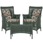 2 Poltronas E 1 Mesa Igapó Em Alumínio Pintura Preta Corda Ná