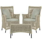 2 Poltronas E 1 Mesa Igapó Em Alumínio Pintura Preta Corda Ná