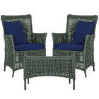 2 Poltronas E 1 Mesa Igapó Em Alumínio Pintura Preta Corda Ná